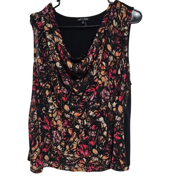 Nic + Zoe Sleeveless Cowl Neck Top Womens Plus Size 3X Abstract Print Autumn - Picture 1 of 4